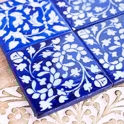 〔7.5cm×7.5cm〕ブルーポッタリー ジャイプール陶器の正方形デコレーションタイル 青花 - サブ2