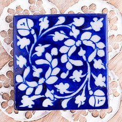 〔7.5cm×7.5cm〕ブルーポッタリー ジャイプール陶器の正方形デコレーションタイル 青花の商品写真