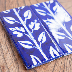 〔10cm×5cm〕ブルーポッタリー ジャイプール陶器 デコレーションタイル 芽吹く - サブ2