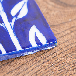 〔10cm×5cm〕ブルーポッタリー ジャイプール陶器 デコレーションタイル 芽吹く - サブ3