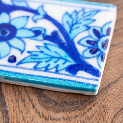 〔10cm×5cm〕ブルーポッタリー ジャイプール陶器 デコレーションタイル 蔦花水色 - サブ3