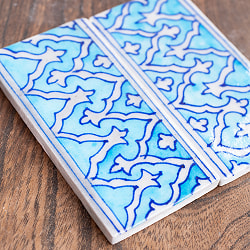 〔10cm×5cm〕ブルーポッタリー ジャイプール陶器 デコレーションタイル モロカン水色 - サブ2