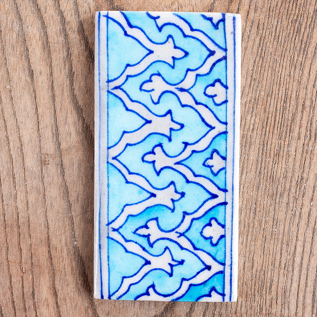 〔10cm×5cm〕ブルーポッタリー ジャイプール陶器 デコレーションタイル モロカン水色の写真