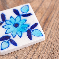 【全5種】〔3.7cm×3.7cm〕ブルーポッタリー ジャイプール陶器の正方形デコレーションタイル ミニ花 - サブ3