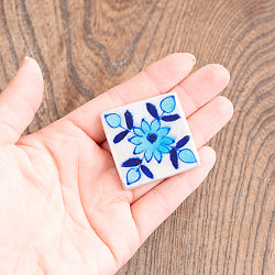 【全5種】〔3.7cm×3.7cm〕ブルーポッタリー ジャイプール陶器の正方形デコレーションタイル ミニ花 - サブ5