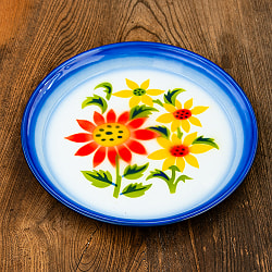 タイのレトロホーロー 花柄飾り皿 RABBIT BRAND〔約25.5cm×約2cm〕 - サブ2