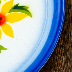 タイのレトロホーロー 花柄飾り皿 RABBIT BRAND〔約25.5cm×約2cm〕 - サブ4