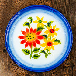 タイのレトロホーロー 花柄飾り皿 RABBIT BRAND〔約25.5cm×約2cm〕の商品写真