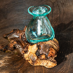 天然木とリサイクルガラスのしずく型ポット 蓋付き - サブ3