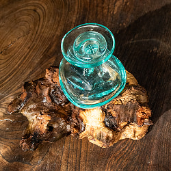 天然木とリサイクルガラスのしずく型ポット 蓋付き - サブ4