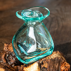 天然木とリサイクルガラスのしずく型ポット 蓋付き - サブ5