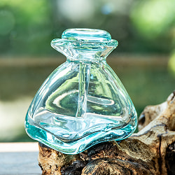 天然木とリサイクルガラスのしずく型ポット 2連 蓋付き - サブ2