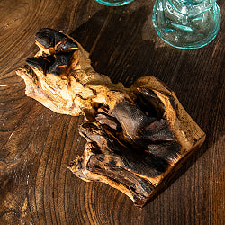 天然木とリサイクルガラスのしずく型ポット 2連 蓋付き - サブ5