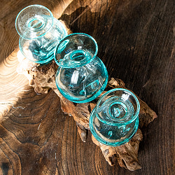 天然木とリサイクルガラスのしずく型ポット 3連 - サブ5