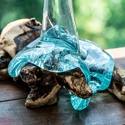 天然木とリサイクルガラスのフラワーベース 大 花瓶 - サブ3