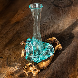 天然木とリサイクルガラスのフラワーベース 大 花瓶 - サブ5