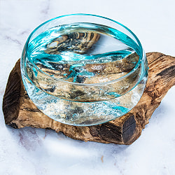 天然木とリサイクルガラスのポット 大 水盆 - サブ2
