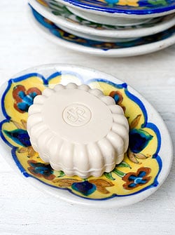 ジャイプール陶器のソープディッシュ - 黄色 - サブ2