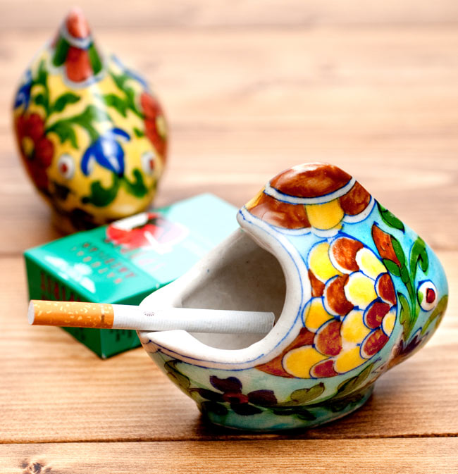 ブルーポッタリー ジャイプール陶器のお魚灰皿・小物入れ - 青 の通販