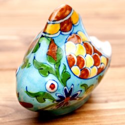 ブルーポッタリー ジャイプール陶器のお魚灰皿・小物入れ - 青の商品写真