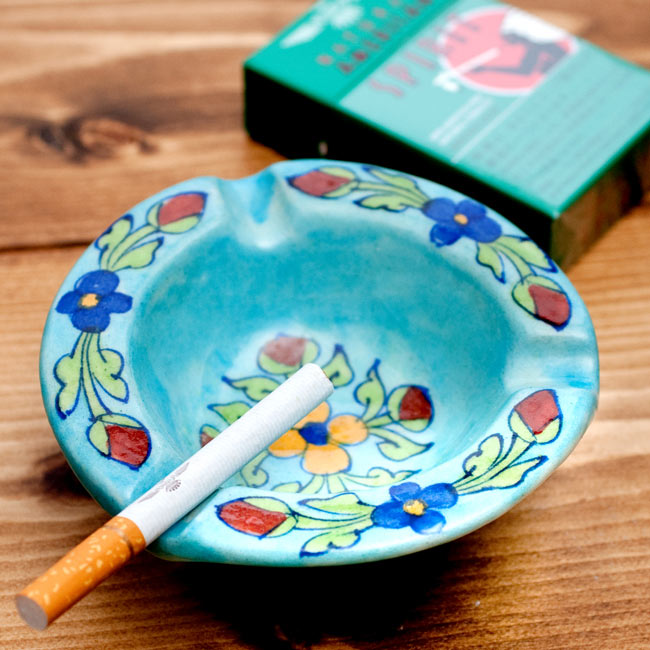 ブルーポッタリー ジャイプール陶器の灰皿・小物入れ - 水色 の通販