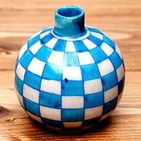 ブルーポッタリー ジャイプール陶器の一輪挿し花瓶 ソープディスペンサー  小物入れ - 曲線水色の商品写真