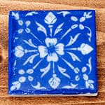 〔5.2cm×5.2cm〕ブルーポッタリー ジャイプール陶器の正方形デコレーションタイル - 青の商品写真