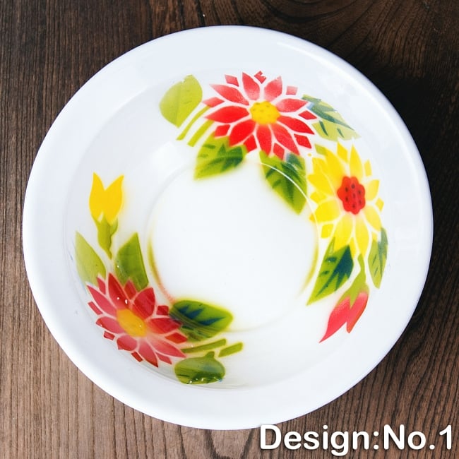 【6個セット】タイのレトロホーロー 花柄飾りボウル RABBIT BRAND〔約21.2cm×約6.4cm〕 10 - 【デザイン　No.1】は、このような柄になります。