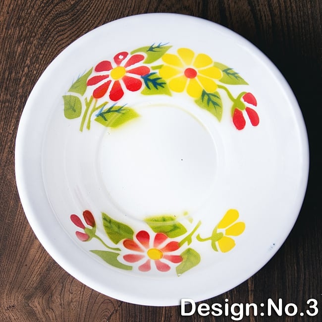 【6個セット】タイのレトロホーロー 花柄飾りボウル RABBIT BRAND〔約21.2cm×約6.4cm〕 12 - 【デザイン　No.3】は、このような柄になります。