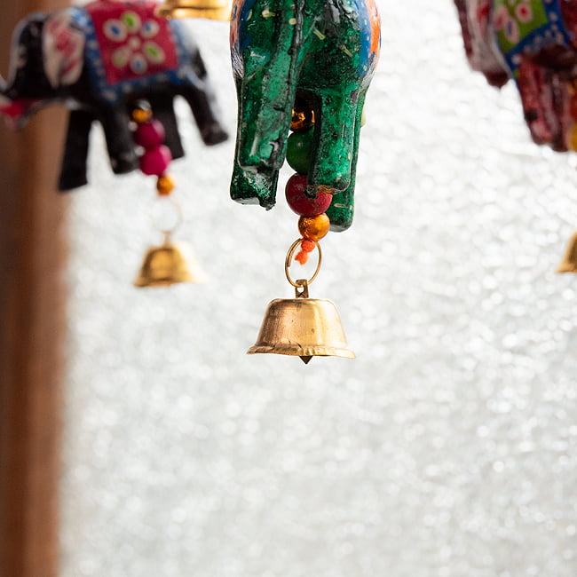 【5色展開】ゾウのハンギング1連【15cm程度】 5 - ちいさな鈴がついています