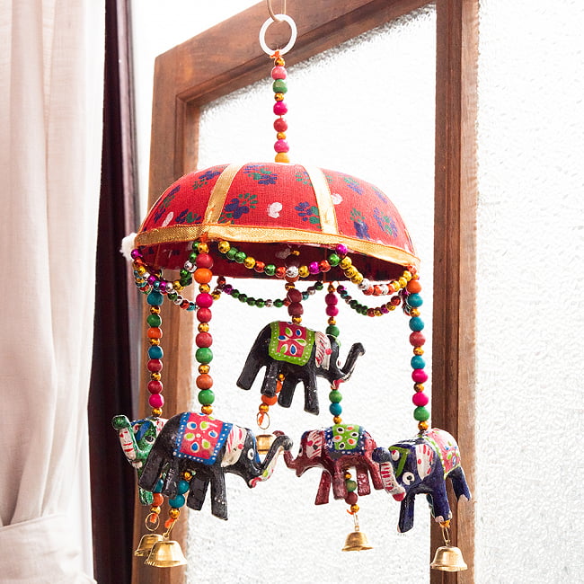 【5色展開】ゾウのハンギング1連【15cm程度】 8 - 2：赤