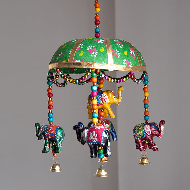 【5色展開】ゾウのハンギング1連【15cm程度】 9 - 3：緑