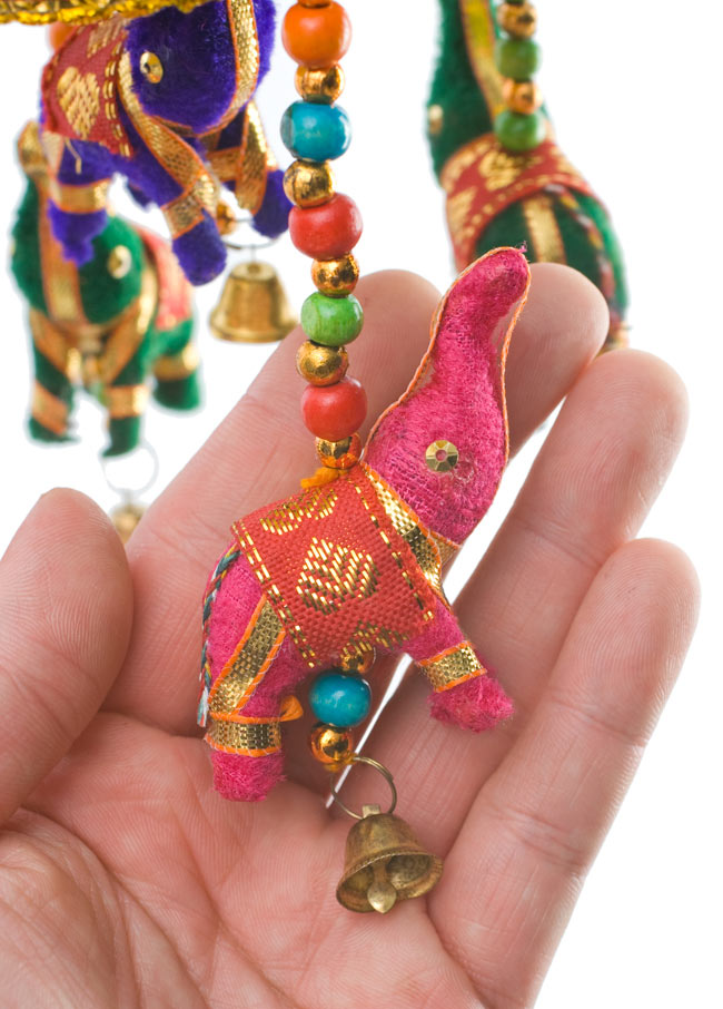 ゾウのハンギング(10.5cm程度)-青傘 4 - 象のカラーリングはアソートとなります。