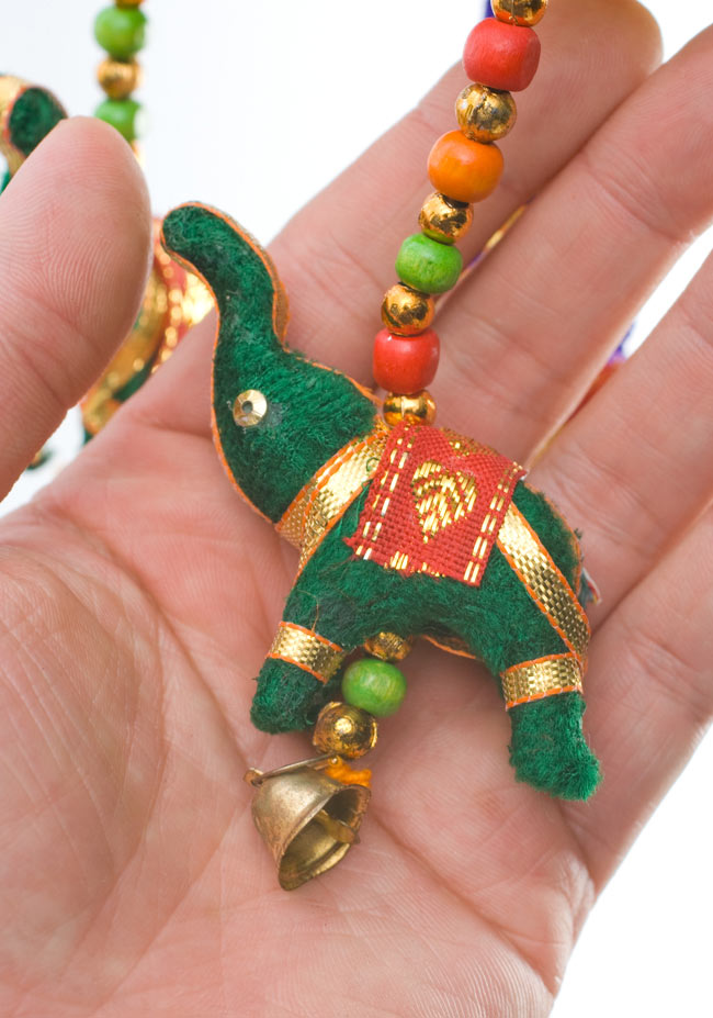 ゾウのハンギング(10.5cm程度)-青傘 5 - 傘の裏面は竹を編んで作られています。