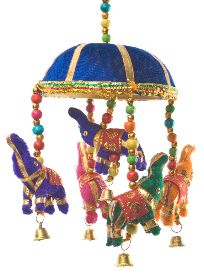 ゾウのハンギング(10.5cm程度)-青傘の写真