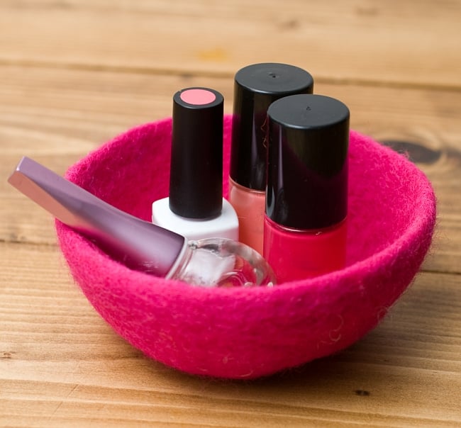 ふわふわフェルトのカラフルボウル【S】ライムグリーン 6 - ネイルケアグッズを入れたり、使い方は様々です^^