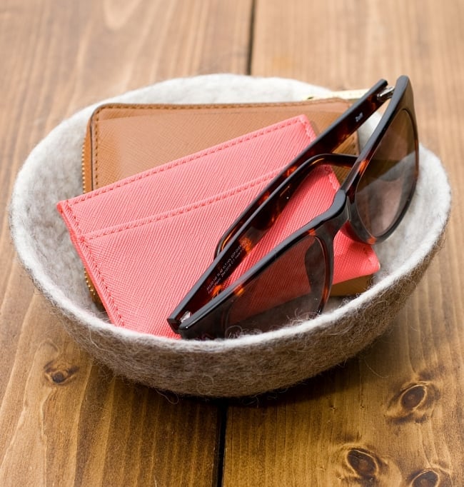 ふわふわフェルトのカラフルボウル【L】グリーン 5 - キーケースやサングラスを入れたり＾＾