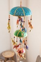 ゾウのハンギング3連-長さ60cm　プリント(ID-HANG-285)