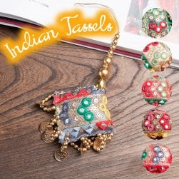 インドのきらめくタッセル カラフル1連