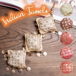 インドのきらめくタッセル フラワー3連