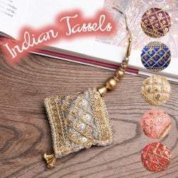 インドのきらめくタッセル 格子模様1連