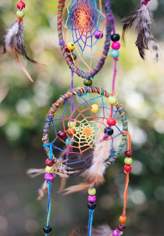 3連ドリームキャッチャー[直径：14cm] 2 - 拡大写真です