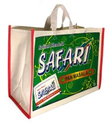 ヒンディー語インドの広告バッグ(19)【SAFARI 噛みタバコ】 - マサラ帆布バッグ (訳あり特価)の商品写真