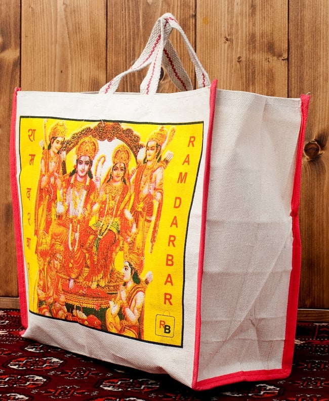 マサラ帆布バッグ[RAM DARBAR]の写真エコバッグ,トートバッグ,ショッピングバッグ,マイバック,レジバッグ,帆布バッグ,インド 日用品,インド バッグ,マチ広,ヒンドゥー教,ブッダ,ガネーシャ,シヴァ