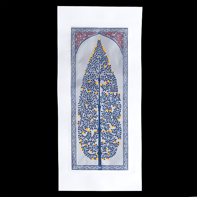 生命の樹 - オディシャ州の伝統絵画 パタチトラ インドの神話と自然を描いた細密アート【1点物】 2 - 全体を撮影しました