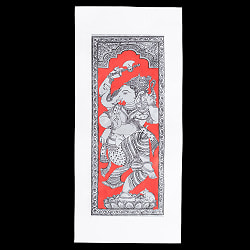 ガネーシャ - オディシャ州の伝統絵画 パタチトラ インドの神話と自然を描いた細密アート【1点物】 - サブ2