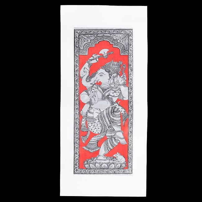 ガネーシャ - オディシャ州の伝統絵画 パタチトラ インドの神話と自然を描いた細密アート【1点物】 2 - 全体を撮影しました