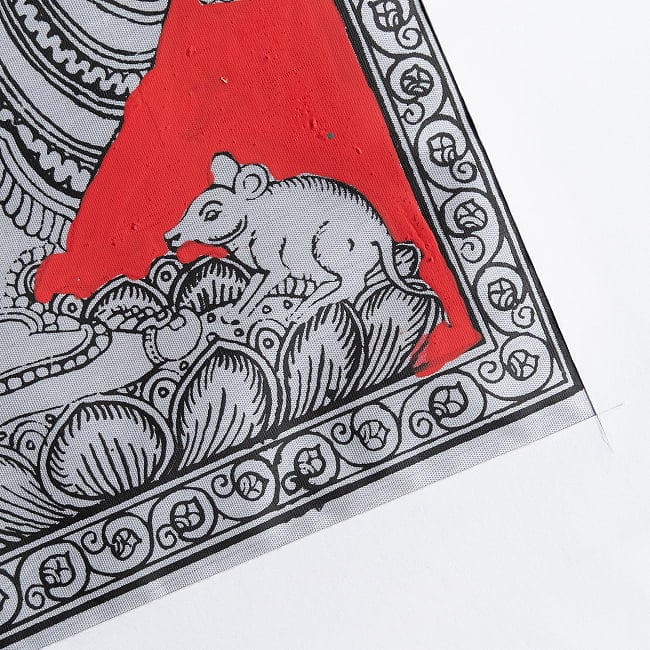 ガネーシャ - オディシャ州の伝統絵画 パタチトラ インドの神話と自然を描いた細密アート【1点物】 8 - 細部を見てみました。