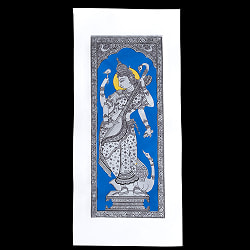 サラスバティ - オディシャ州の伝統絵画 パタチトラ インドの神話と自然を描いた細密アート【1点物】 - サブ2