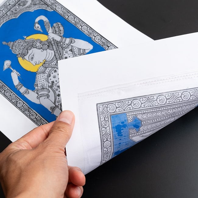  - オディシャ州の伝統絵画 パタチトラ　インドの神話と自然を描いた細密アート【1点物】 9 - 細部を見てみました。